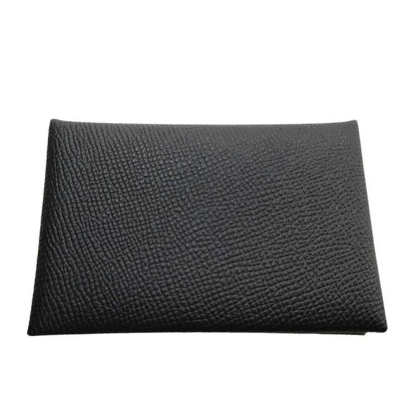 HERMES Accessories - HERMES Calvi Business Card Holder, Black Veau Epsom Leather, Men's and Women'...